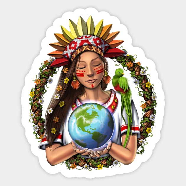 Aztec Warrior Goddess Sticker by underheaven